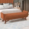 Puff Recamier Decorativo com Pés em Madeira 140 Cm Itália Bouclê Terracota - Lyam Decor - 2