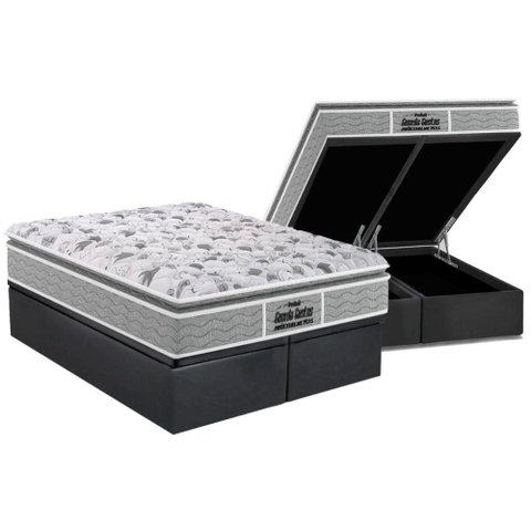 Cama Box Baú King: Colchão Anatômico Probel D45 / Ep Guarda Costas Próextreme Plus Pillow Top +