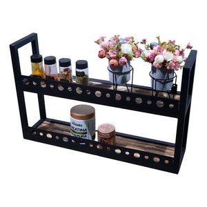 Prateleira Porta Temperos Industrial Condimentos 2 Andares:preto