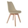 Cadeira de Jantar Saarinen Leda Tulipa Base Wood Madeira Maciça com Estofado em Couro Fendi - 1