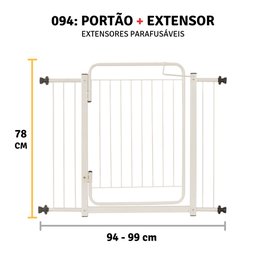 Grade de Porta P/ Portão Pressão Pet Cães Criança 94 a 99 Cm: - 1