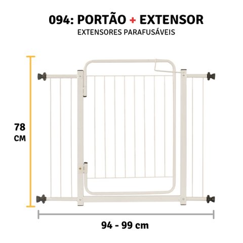 Grade de Porta P/ Portão Pressão Pet Cães Criança 94 a 99 Cm: