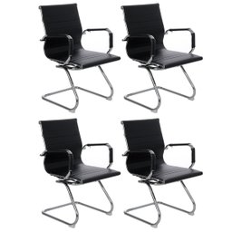 Kit 4 cadeiras escritório Esteirinha Home office fixa recepção - 1