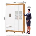 Ver imagem 3 de Guarda-Roupa 4 Portas 2 Gavetas com Espelho e Pés Genova Branco/Cinamomo