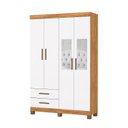 Ver imagem 2 de Guarda-Roupa 4 Portas 2 Gavetas com Espelho e Pés Genova Branco/Cinamomo