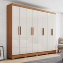 Ver imagem 1 de Guarda-Roupa Casal Prime 8 Portas 4 Gavetas Cinamomo/Off White - Henn