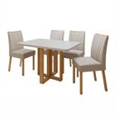 Ver imagem 2 de Conjunto Sala de Jantar 4 Lugares Retangular Tampo Vidro/MDF Mesa Tessera Ecadeiras Pés Madeira Jade