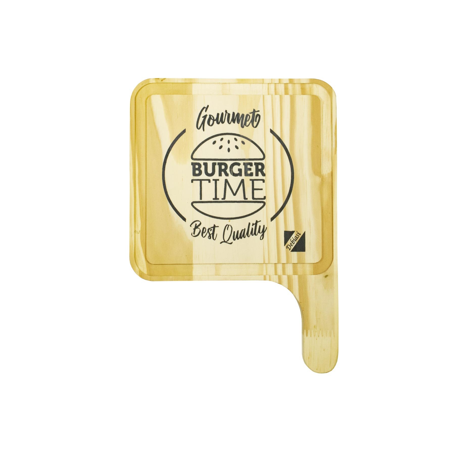 10x Tábua para servir Hamburguer Madeira Pinus Decorativa - 3