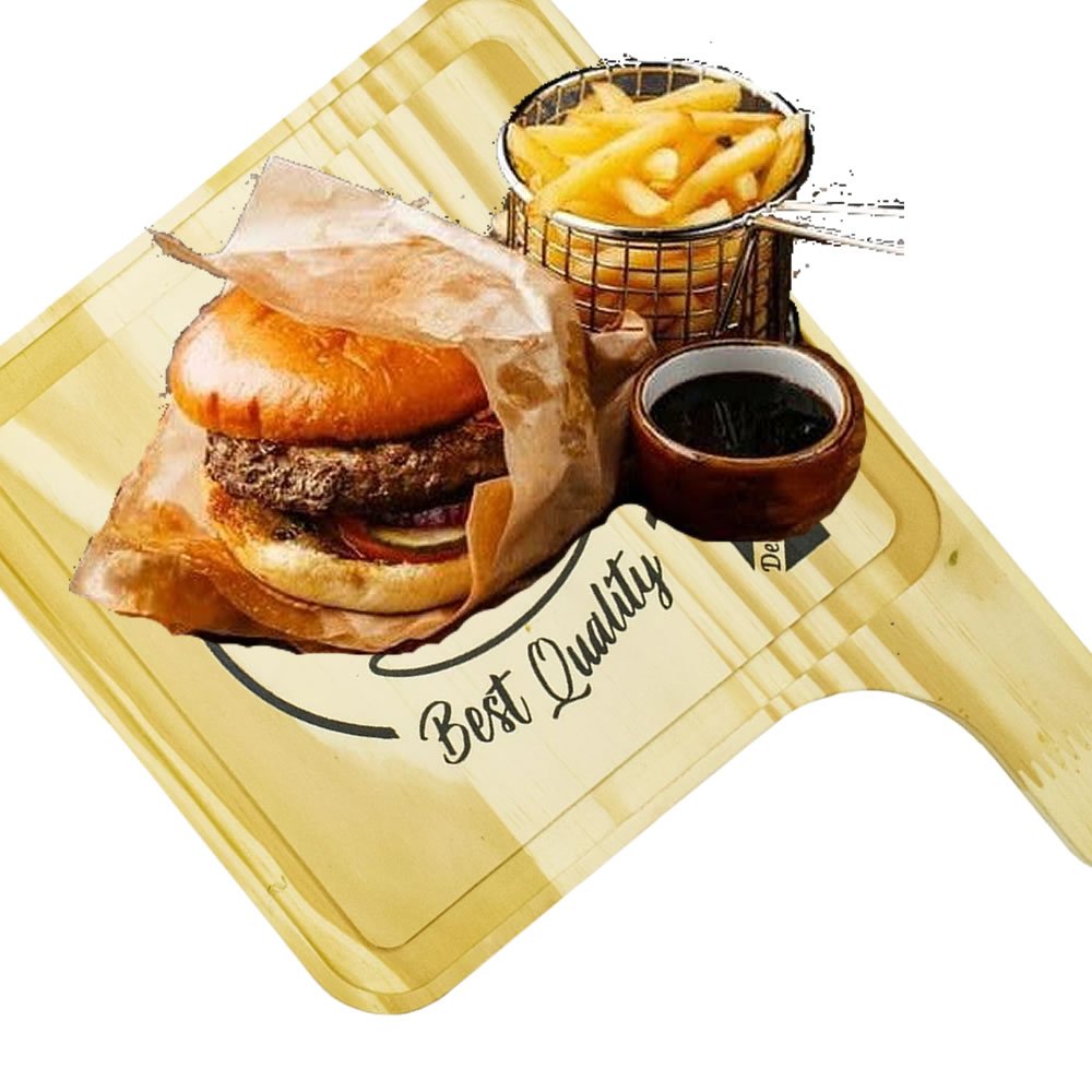 10x Tábua para servir Hamburguer Madeira Pinus Decorativa - 5