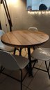 Ver imagem 7 de Mesa Redonda 90cm com Tampo em Madeira Ripada e Base de Ferro – Estilo Industrial