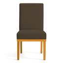 Ver imagem 3 de Cadeira de Jantar Mavie Estofada para Sala de Jantar Sofisticado Linhas Horizontais - Suede Marrom