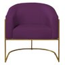 Kit 02 Poltronas Luiza Base de Ferro Dourado Suede Roxo - 4