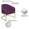 Kit 02 Poltronas Luiza Base de Ferro Dourado Suede Roxo - 6