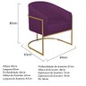 Kit 02 Poltronas Luiza Base de Ferro Dourado Suede Roxo - 7