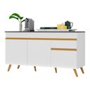 Ver imagem 3 de Balcão Cozinha Gabinete Pia 150 Cm 3 Portas 1 Gaveta Veneza Gw Multimóveis Mp3740 Branco