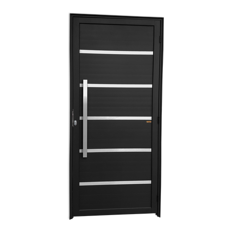 Porta Alumínio Lambril Premium c/Puxador e.Preto 90 Brimak