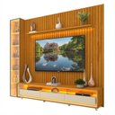 Ver imagem 2 de Rack Painel Ripado para TV até 85 Polegadas com LED 100% MDF 266,8cmx224cm Rodízios Esp Nobre Clean Requinte Luminare Marrom Naturale/Off White