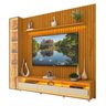 Rack com Painel Ripado para Tv até 85" 3g1p Led/rodízios/esp 100% Mdf Nobre Clean/requinte/luminare 224cmx266,8cm - 2