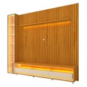 Ver mais imagens de Rack Painel Ripado para TV até 85 Polegadas com LED 100% MDF 266,8cmx224cm Rodízios Esp Nobre Clean Requinte Luminare Marrom Naturale/Off White