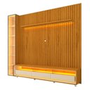 Ver mais imagens de Rack com Painel Ripado para TV até 85 Polegadas com LED 100% MDF 266,8cmx224cm Rodízios Esp Nobre Clean Requinte Luminare