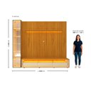 Ver imagem 4 de Rack Painel Ripado para TV até 85 Polegadas com LED 100% MDF 266,8cmx224cm Rodízios Esp Nobre Clean Requinte Luminare Marrom Naturale/Off White
