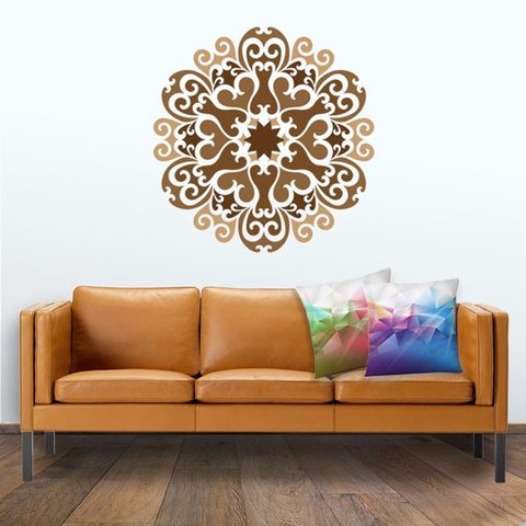 Adesivo de Parede Mandala Café Arte Destaque 0,90 X 0,90 Metros