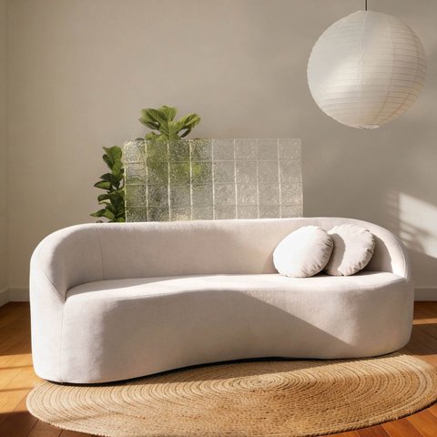 Sofá 3 Lugares Orgânico 200cm Fava CabeCasa MadeiraOriginals Branco Offwhite