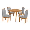 Ver imagem 1 de Conjunto Mesa 90x90 com 4 Cadeiras Blend Pés Madeira Maciça Sala Compacta Moderna Premium - Cinza