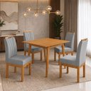 Ver imagem 2 de Conjunto Mesa 90x90 com 4 Cadeiras Blend Pés Madeira Maciça Sala Compacta Moderna Premium - Cinza
