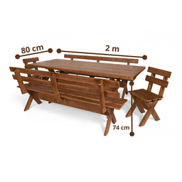 Conjunto Kit Mesa Rústica de Churrasco 1 Mesa + 4 Bancos - Imbuia - 3