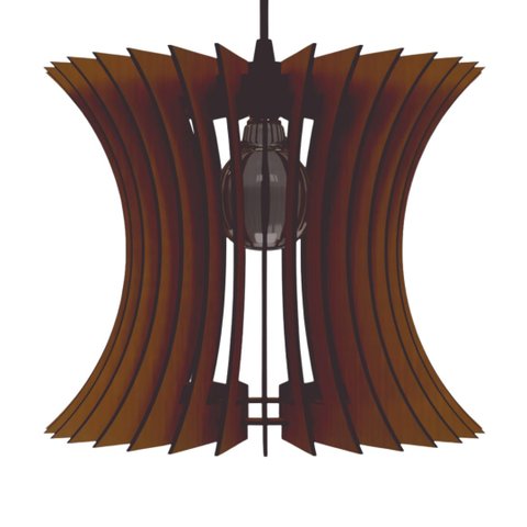 Luminária Teto tipo Pendente CURVA MDF - Completa - Cor: Marrom