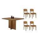 Ver imagem 1 de Conjunto: Mesa Sala Jantar Berlim Curvo 90cm + 4 Cadeiras Havana Naturale - Suede Capuccino - Rufato