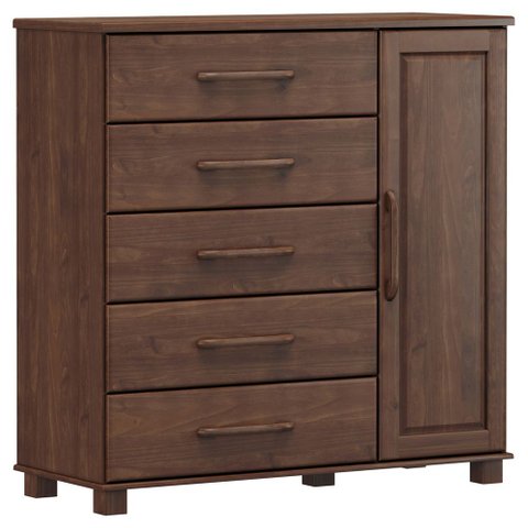 Cômoda Sapateira para Quarto Closet 5 Gavetas 1 Porta Zahav F06 Café - Lyam Decor