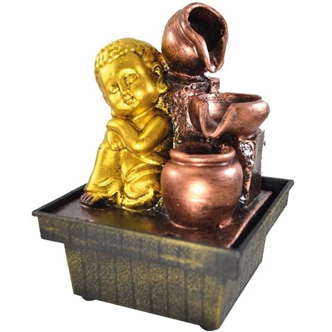 Fonte De Água Cascata Buda 3 Quedas Decoração Resina Bivolt