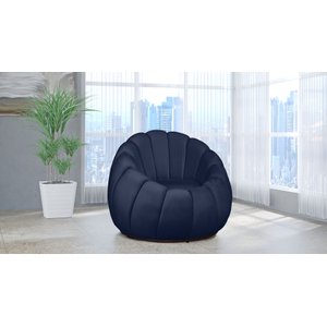 Poltrona Decorativa Concha Veludo Azul Marinho - Londrilar