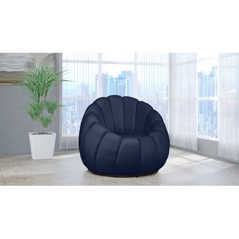 Poltrona Decorativa Concha Veludo Azul Marinho - Londrilar