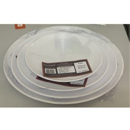 Kit 03 Bandeja Prato Redondo Servir Bolo Festa Branco 420mm - 3