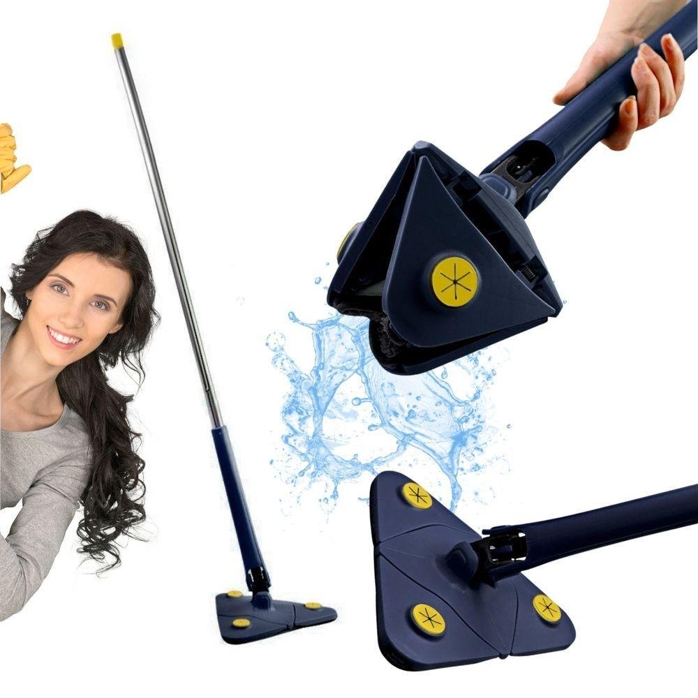 Mop Triângulo de Cozinha Limpeza Ajustável Giratório 360° Limpa Chão Vidro Esfregão Triangulo - 2