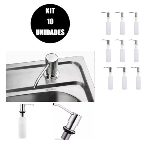 Dispenser Embutir Kit 10 Unidades Dosador Detergente Sabao Sabonete Liquido Banheiro Lavabo Pia