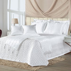 Kit Cobre Leito Lua de Mel Cetim Liso Queen 10 Peças - Branco