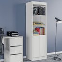 Ver imagem 1 de Estante Escritório 57 Cm 2 Portas 2 Prateleiras Multiuso Mdp Branco Fosco - Clicklar