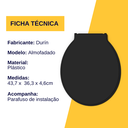Ver imagem 3 de Assento Tampa para Vaso Sanitário Oval Almofadado Especial Econômico Cor Preto Durín