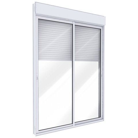 Porta de Alumínio de Correr Lateral 2 Folhas Persiana Integrada Automatizada 110 Volts - 235x160 Branco Lucasa