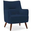 Ver imagem 1 de Poltrona Decorativa Fixa Pés de Madeira Isabella D02 Veludo Azul Marinho B-304 - Lyam Decor