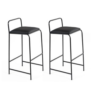 Kit2 Banqueta Industrial Preta Aço Industrial Sacada Varanda Balcão