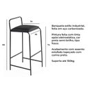 Ver imagem 7 de Kit2 Banqueta Industrial Preta Aço Industrial Sacada Varanda Balcão