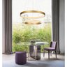 Lustre Luminaria Arco 2 Aneis Cristal Led Pedente 52W Dourado Casa Sala de Estar Restaurante Sala de - 7