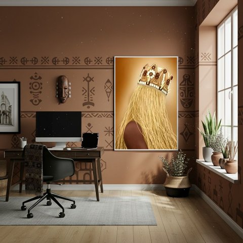 Quadro Decorativo Oxum - Orixá Dos Rios e Lagos - 70x50cm:moldura Preta