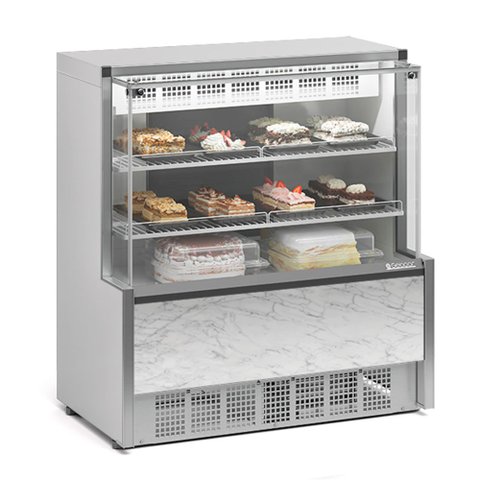 Vitrine Refrigerada Confeitaria Dupla Função GPEA-110R BR Branca Linha Aurora Vidro Reto Gelopar 1.1