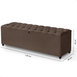 Recamier Baú Berlim Veludo Marrom Queen 1,50m Estofado Pés Pvc Preto - 6